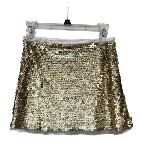 Monique Leshman Lolita Mini Skirt Size Small NWT Gold Sequin Hidden side zipper - Picture 4 of 10